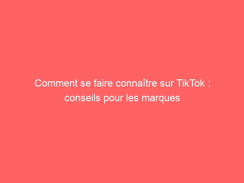 => Comment se faire connaître sur TikTok conseils pour les marques Solutionvad